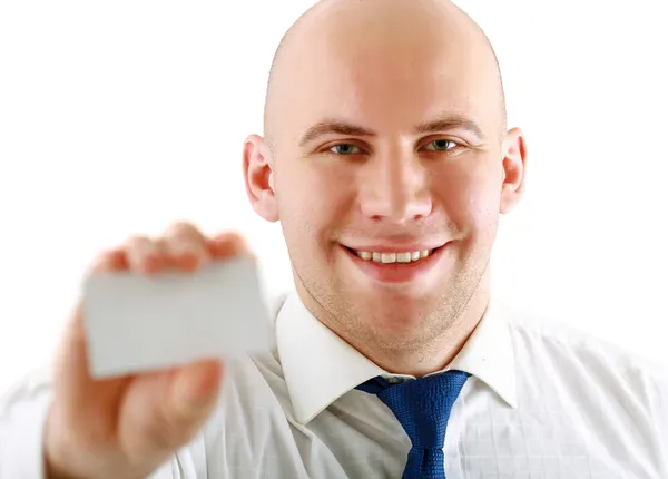Business man holding blank — Stock Photo, Image