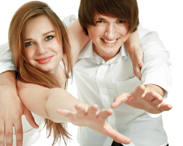 Young happy smiling couple — Stock Photo, Image