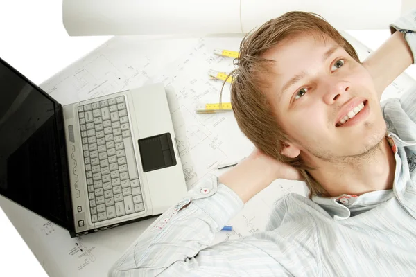 A young architect at his workplace — Stock Photo, Image