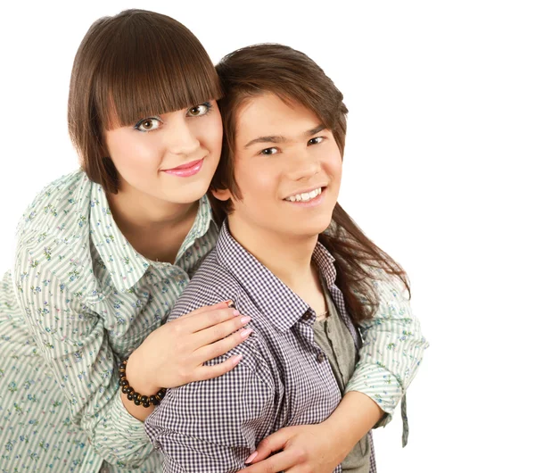 Jovem feliz sorrindo casal — Fotografia de Stock