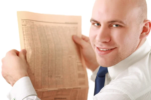 Un hombre de negocios leyendo un periódico —  Fotos de Stock