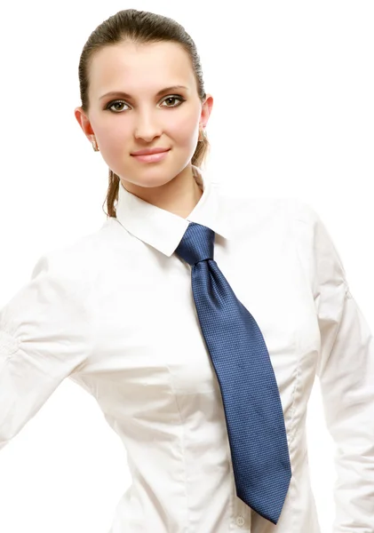 Kvinna i en vit blus — Stockfoto