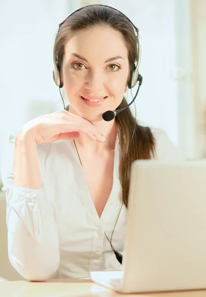 Klant dienst meisje werken — Stockfoto