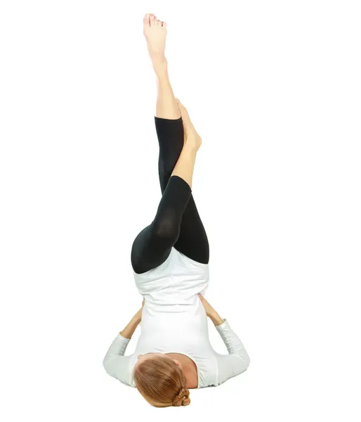Chica gimnasta en pose de espalda flexible —  Fotos de Stock