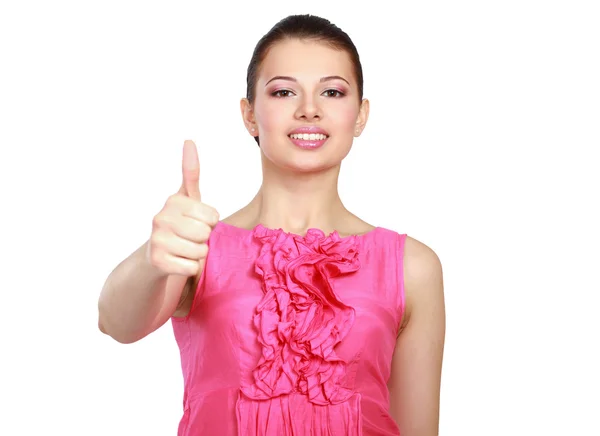 Young woman showing ok — Stock Photo, Image