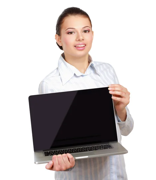 Mulher com laptop — Fotografia de Stock