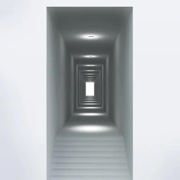 Vit korridor med mjukt ljus — Stockfoto