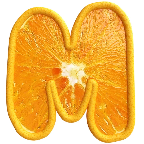 Narancssárga gyümölcs ábécé fehér háttér. — Stock Fotó