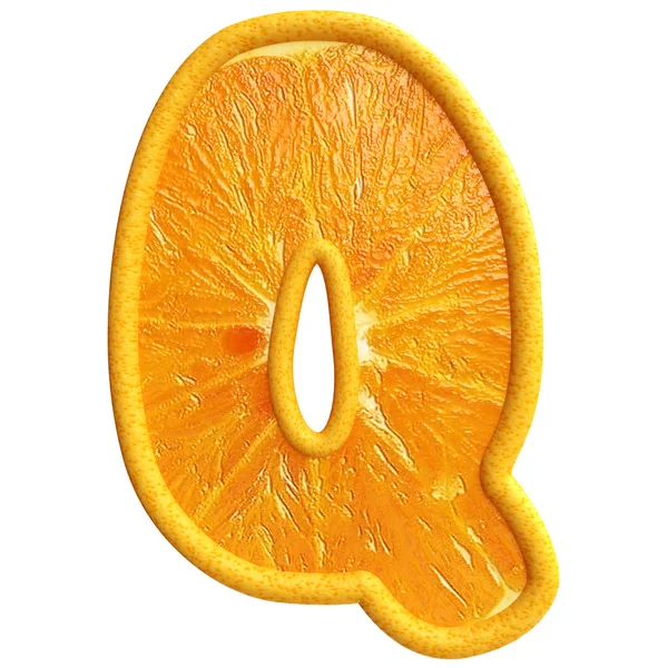 Orange frukt alfabetet på vit bakgrund. — Stockfoto