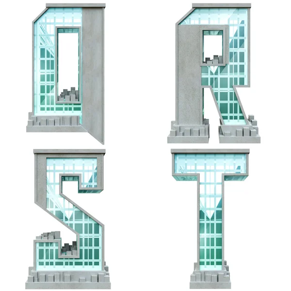 Alfabet in de vorm van stedelijke gebouwen. — Stockfoto