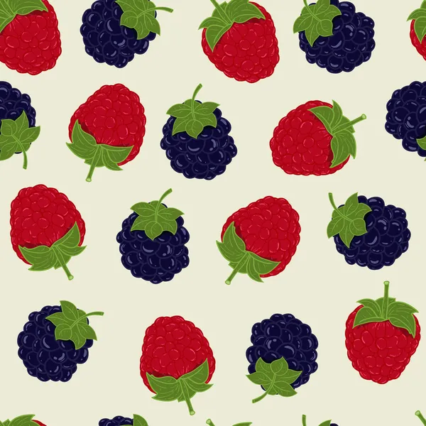 无缝背景与黑莓和树莓 — 图库矢量图片