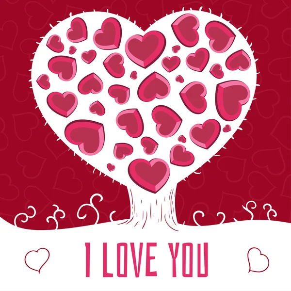 Cartão vermelho com corações Dia dos Namorados —  Vetores de Stock