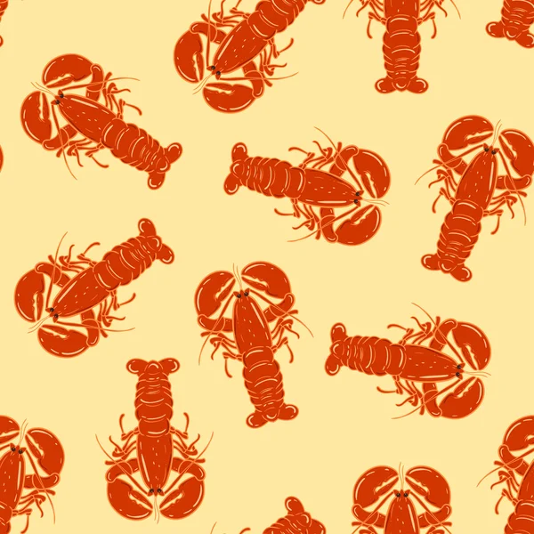 Desenhos animados sem costura fundo com lagosta vermelha —  Vetores de Stock
