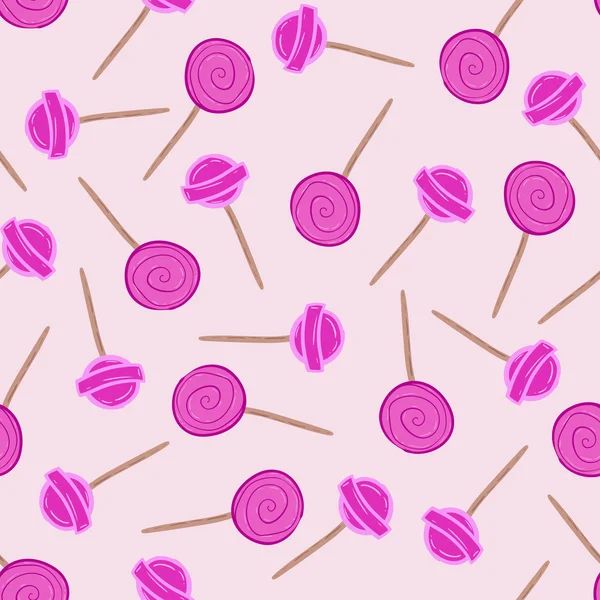 Fondo de dibujos animados sin costuras con dulces — Vector de stock