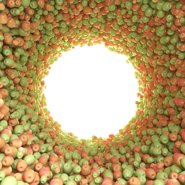 Circular tunnel of green and red apples — Stock Photo, Image