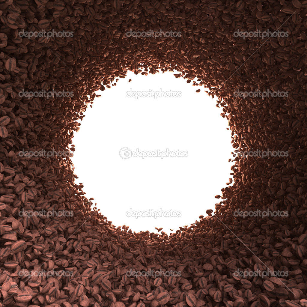 Circular tunnel of coffee beans