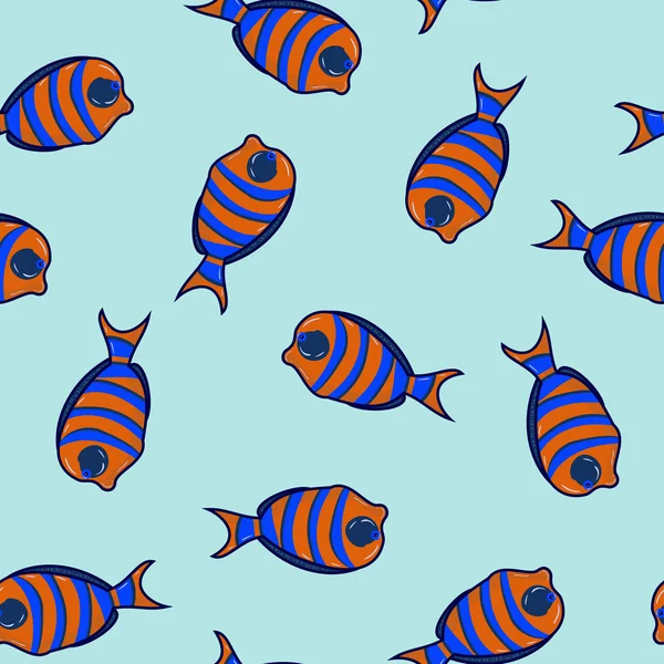Rajzfilm problémamentes minta tengeri hal — Stock Vector