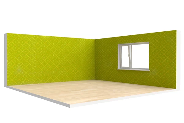 Corner of  empty room with  floor, wall and window — Stock Photo, Image