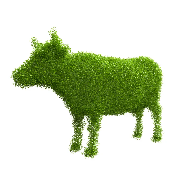Silueta animal de hojas verdes. Vaca. . — Foto de Stock