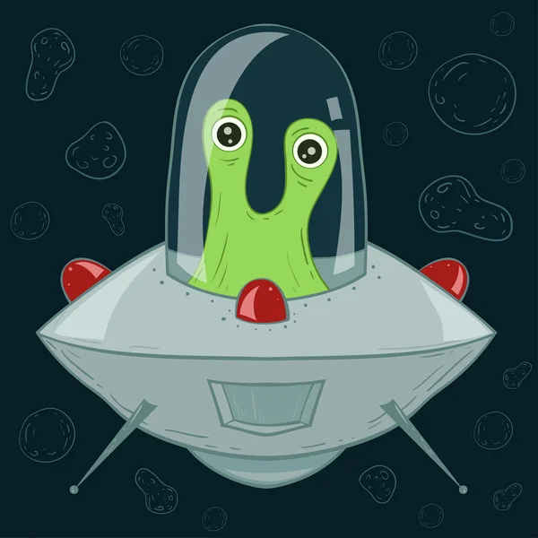 Ufo o astronave con alieno — Vettoriale Stock