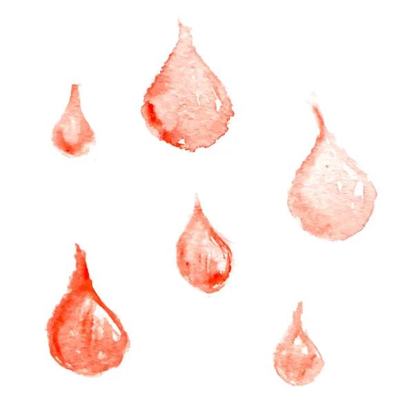 Gouttes de sang dans le style aquarelle . — Image vectorielle