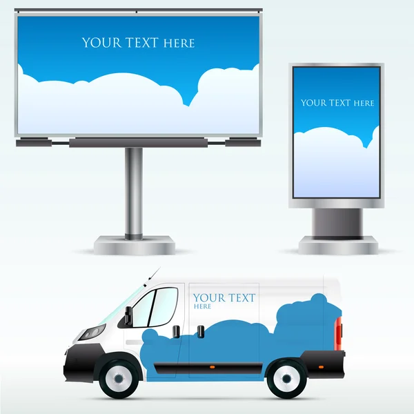 Sjabloon outdoor reclame of huisstijl op de auto, billboard en citylight — Stockvector