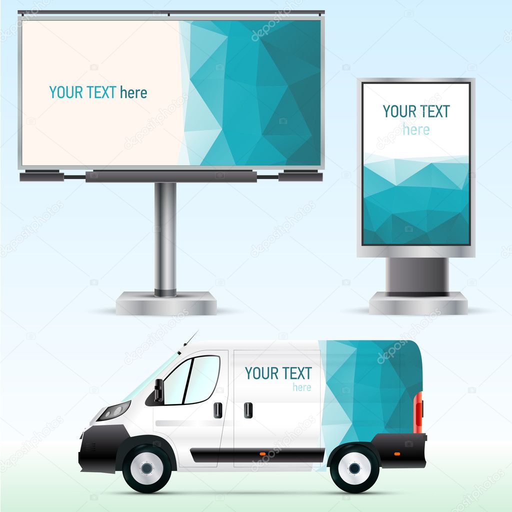 Template outdoor advertising or corporate identity on the car, billboard and citylight