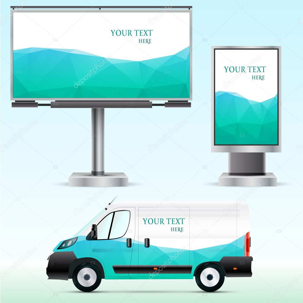 Template outdoor advertising or corporate identity on the car, billboard and citylight