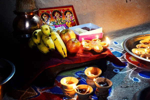 Φεστιβάλ Lakshmi Pooja Γιορτάζεται Στο Ινδικό Σπίτι Laxmi Είναι Επίσης — Φωτογραφία Αρχείου
