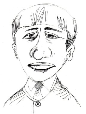 Pencil drawing of Ringo Starr of The Beatles. Caricature.