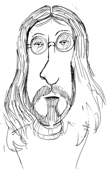 Desenho a lápis de John Lennon. Caricatura . Fotografias De Stock Royalty-Free