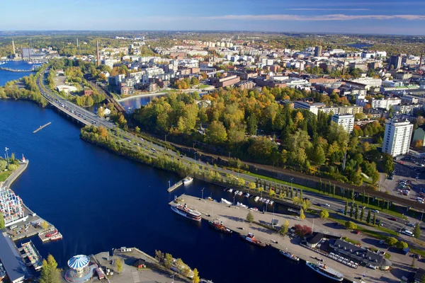 Tampere met jachthaven van televisie toren nasinneula — Stockfoto