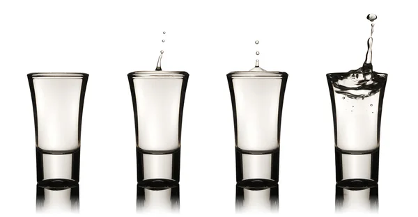 Four vodka glasses — Stock Photo, Image