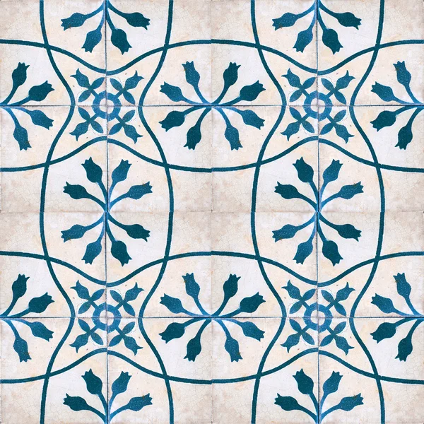 Patterns of flowers painted on tiles antique — Stock Photo, Image