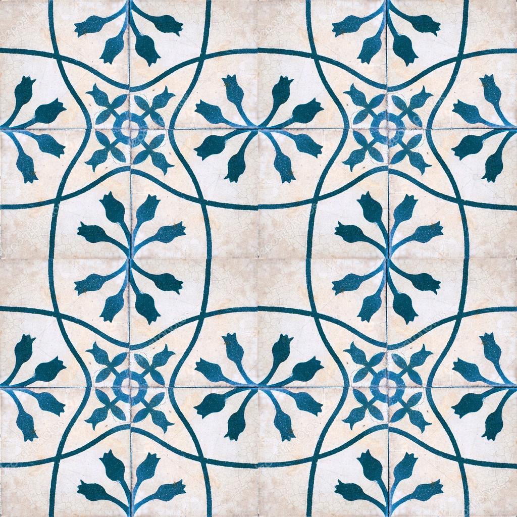 Patterns of flowers painted on tiles antique