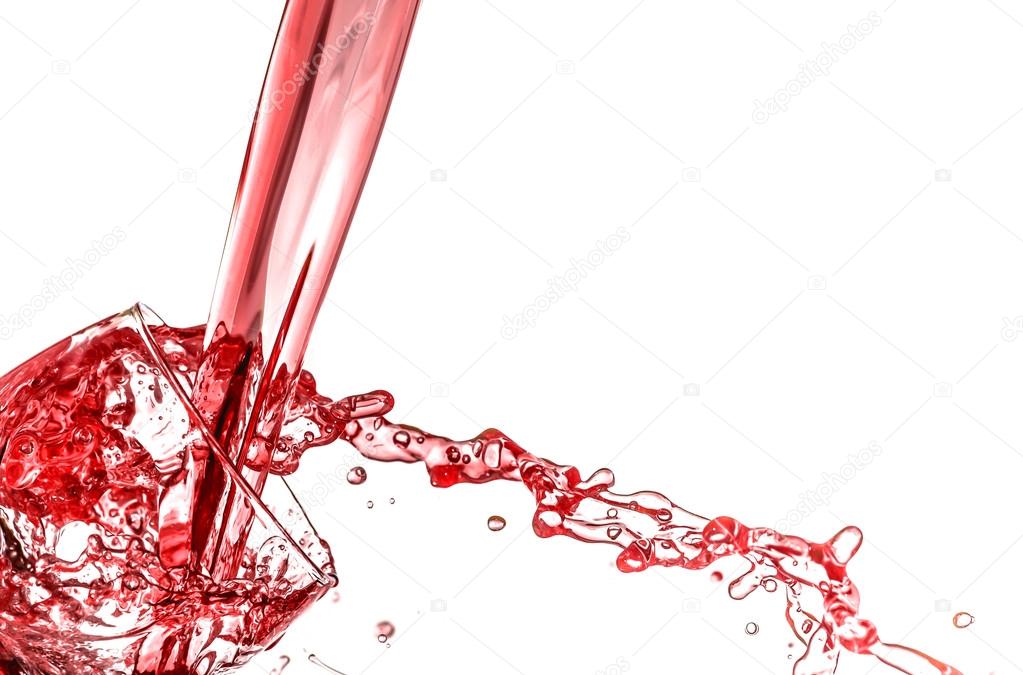 Filling glass with red fluid