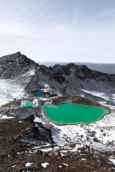 Emerald lakes, tramping the Tongariro crossing — Stock Photo, Image
