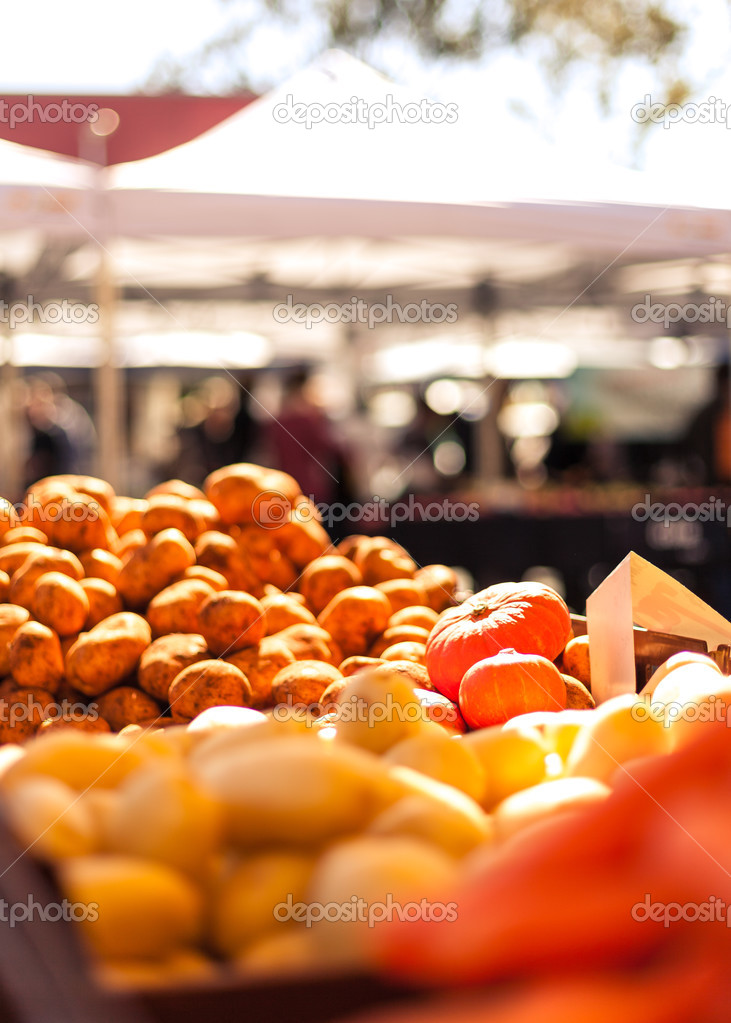 Fresh organic produce on market