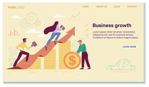 男人和女人一起爬上成功之箭成长为一个商业团队 — 图库矢量图片