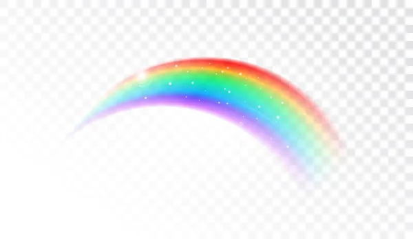 Niedlicher glänzender Regenbogen auf transparentem Hintergrund — Stockvektor