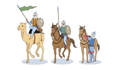 Set of islamic knights vector
