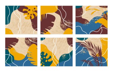 Beyaz çerçeveli soyut duvar dekorasyon şablonu