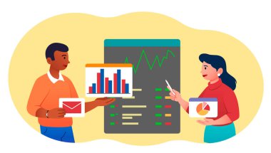 Erkek ve kız grafiği değerlendirir