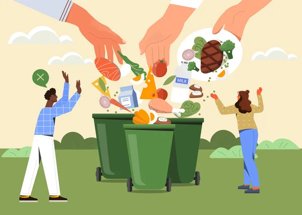 Concept de déchets alimentaires — Image vectorielle