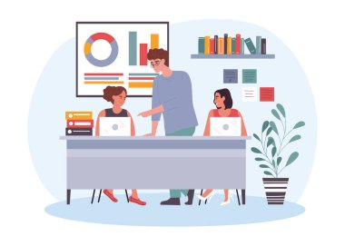 İş yeri konseptinde iletişim kuran meslektaşlar