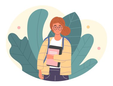 Kitaplar ile kız öğrenci