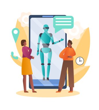 Akıllı telefon konseptinde robot asistanı