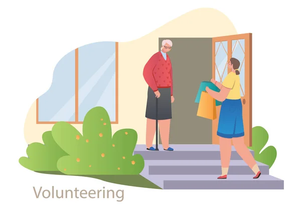 Conceito de voluntariado e ajuda aos idosos — Vetor de Stock