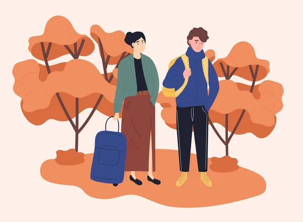Marcher avec des bagages — Image vectorielle