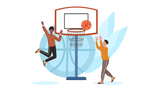 Basketbol oynayan iki çocuk. — Stok Vektör